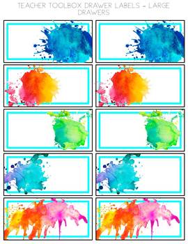 Bright Watercolor Teacher Toolbox by Lindsey Goff Viducich | TpT