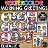 Rainbow Watercolors Morning Greeting Signs | Editable | Cl