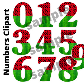 Preview of Bright Watermelon Numbers Clipart {Numbers Clipart}