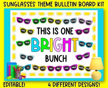 Preview of Bright Year Sunglasses Theme Bulletin Board Kit- Back to School Bulletin Board