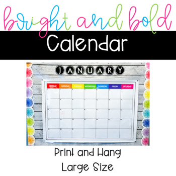 Bright and Bold Calendar by Enrich Engage Enjoy | TPT