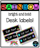 Bright and Bold rainbow themed desk labels