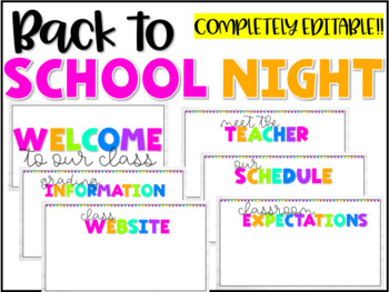 Preview of Bright and Clear Back to School Parent Night EDITABLE Slides