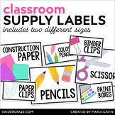 Bright and Colorful Classroom Supply Labels with Pictures 