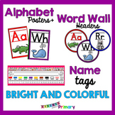 Colorful EDITABLE Name Tags,  Alphabet Posters and Word Wa
