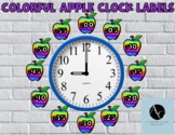 Bright and Colorful Rainbow Apple Clock Labels