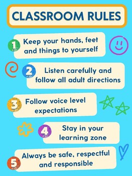 Bright and Engaging Class Rules Poster Set - Perfect for Any Classroom