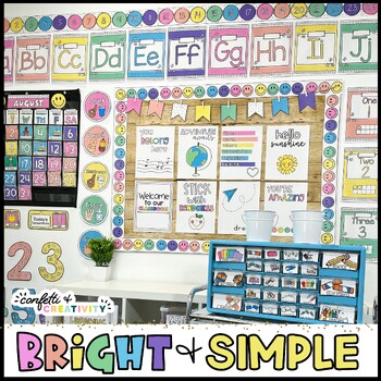 Preview of Bright and Simple Classroom Decor Bundle | Bright and Simple Classroom Theme