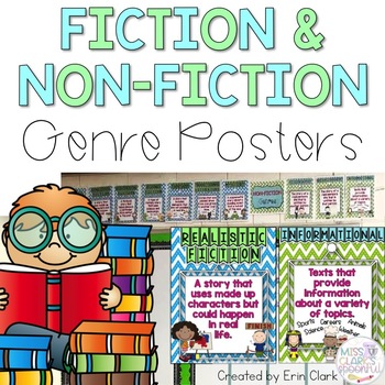 Fiction and Nonfiction Literary Genre Posters {Bright/Chevron}