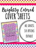 Brightly Colored Cover Sheet for Binders & Take Home Folders,
