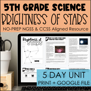 Preview of Brightness of Stars NGSS 5-Day Unit for 5th Grade | 5-ESS1-1 Science + ELA