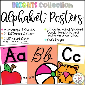 Alphabet Posters | Manuscript and Cursive | Brights Classroom Decor