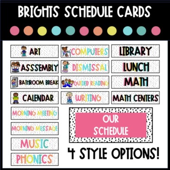 Brights School Schedule Cards by Taylor Teaching Littles | TPT
