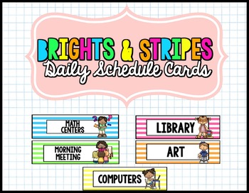 Preview of Brights and Stripes Daily Schedule Cards