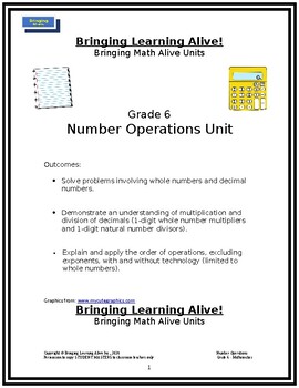 Preview of Bringing Learning Alive - Grade 6 Number Operations