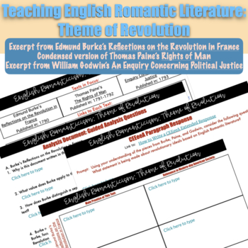 Preview of Brit. Lit: English Romanticism-Theme of Revolution (in person/distance learning)