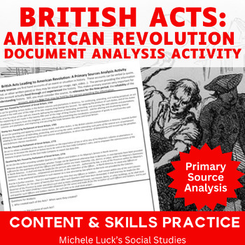 Preview of British Acts Leading to American Revolution Document Analysis Activity