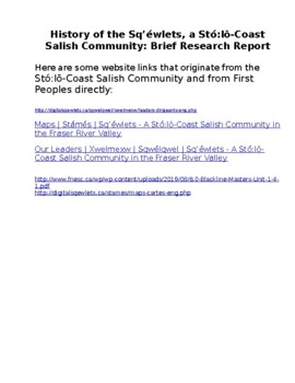 Preview of British Columbia First Nation Community History Report