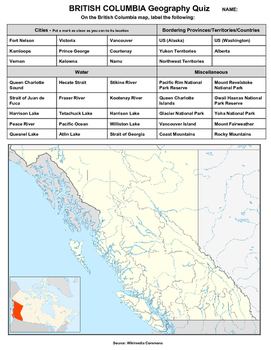 Preview of British Columbia Geography Quiz