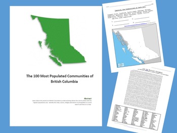 Preview of British Columbia - Word Search of Communities