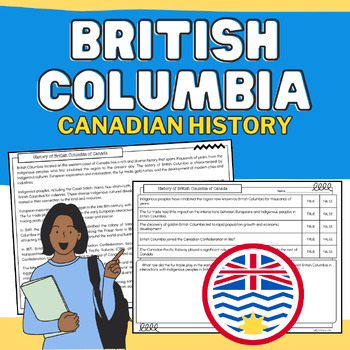 Preview of British Columbia of Canada: Canadian History Informational Passage & Worksheets