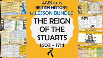 Preview of British History: Stuart Monarchs & Events - 13 LESSON BUNDLE (Ages 10-15)