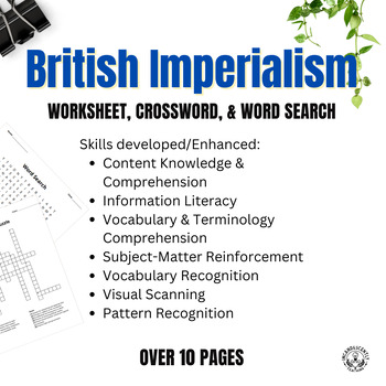 Preview of British Imperialism Crossword Puzzle, Word Search & Worksheet