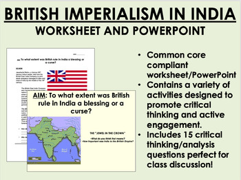 Preview of British Imperialism in India worksheet and PowerPoint