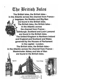 Preview of British Isles Song pages pdf from Geography Songs Book + Tests by Kathy Troxel