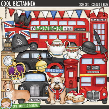 Preview of Britain & London Clip Art: Cool Britannia (Kate Hadfield Designs)