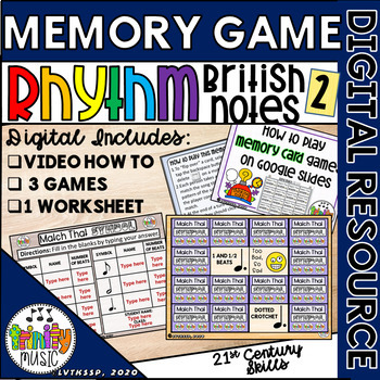 Preview of British Music Notes/Rhythm 2 Matching Game |Distance Learning