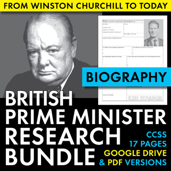 Preview of British Prime Minister Biography Research Bundle, Prime Ministers, PDF & Google
