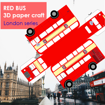 *UPDATED* British Red Bus 3D paper craft by MES printables | TPT