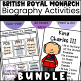 British Royal Monarch Biography Activities Bundle for Kind