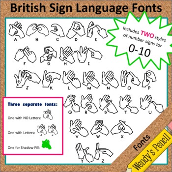 Preview of British Sign Language (BSL) Alphabet Fonts