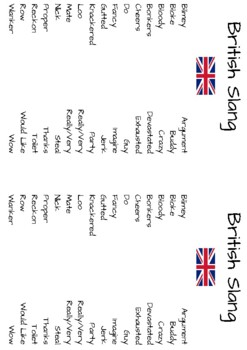 Preview of British Slang Vocabulary Matching