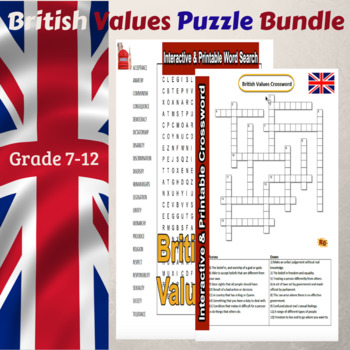 Preview of British Values Puzzles Pair Pack Grade 7-12