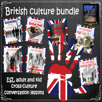 Preview of British culture - ESL adult cross-culture conversation bundle.
