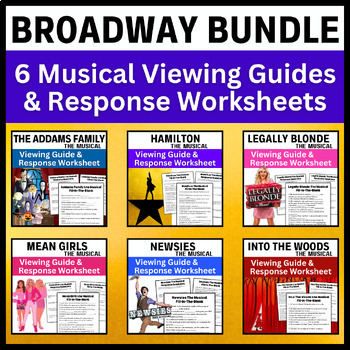 Preview of Broadway Bundle → 6 Musical Theatre Viewing Guides & Response Worksheets