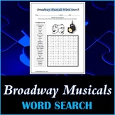 Broadway Musical Shows Word Search Puzzle