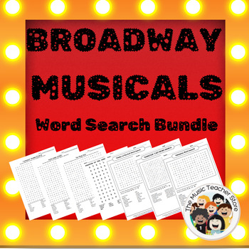 Preview of BROADWAY MUSICALS WORD SEARCHES!  9 GREAT SHOWS!
