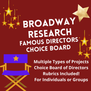 Preview of Broadway Research Choice Board Projects:  Famous Directors