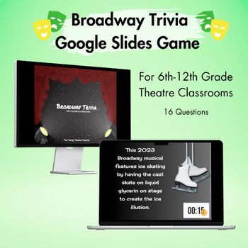 Preview of Broadway Trivia Google Slide: 16 Question Fun Warm-Up Activity for the Theatre