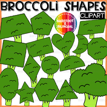 Preview of Broccoli Clipart Shapes - 2D Shape Vegetable Clipart