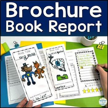 Preview of Brochure Book Report Template with Rough Draft: Trifold Book Report for Kids