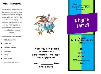 Preview of Brochure for Readers Theater, class play, or presentation