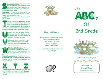 Preview of Brochure for beginning of the year - Frogs