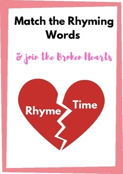 Preview of Broken Heart Rhyming Words Matching