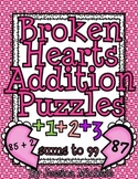 Broken Hearts Addition Puzzle {+1 +2 +3 Sums to 99}