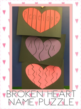 Preview of Broken Hearts Name Puzzle Craft